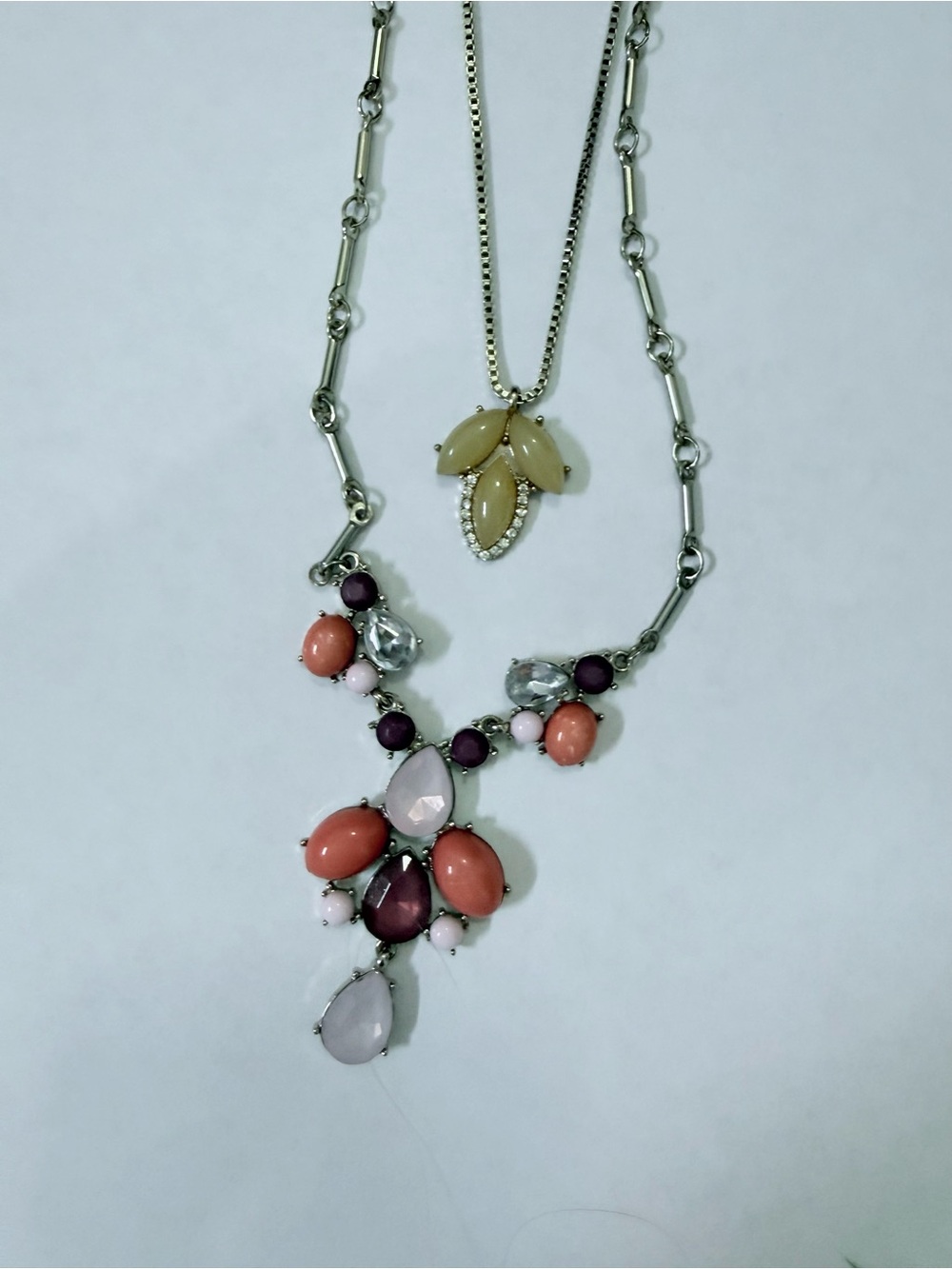Women’s Multi-Color Statement Necklace with Pink and Coral Accents